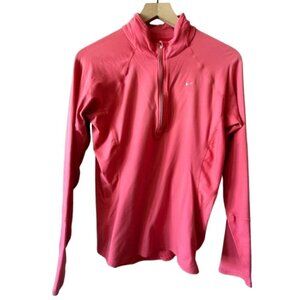 Women's M Nike Dri-Fit Half Zip Pullover Running Jacket in Coral Mock Neck